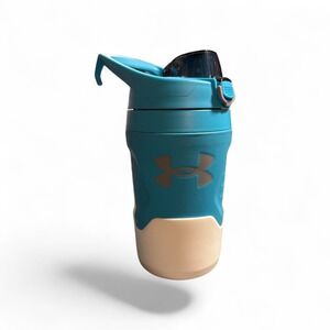 Under Armour Sideline 32oz Insulated Water Bottle Blue Cream Flip Top Lid Hook